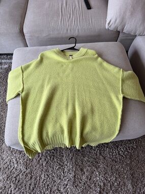 Free People Bright Lime Crewneck Sweater
